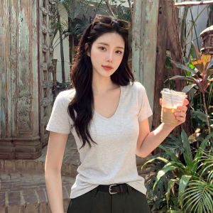 YAYANGREN | Summer Versatile Slimming V-Neck Regular Shoulder T-Shirt