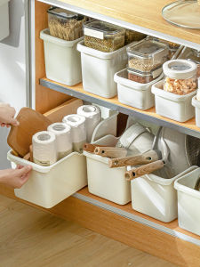 Kitchen Drawer Storage Box Potware Rack under Sink Cabinet Organizer with Wheels Spice Bottle Miscellaneous Item Sorting Box