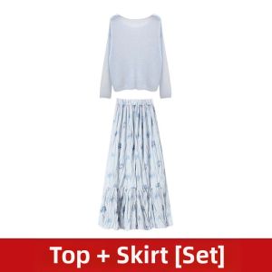 PEIZIXUAN | French Style Blue Flower Dress