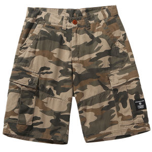 Outdoor Camouflage Workwear Casual Multi-Pocket Loose Retro Washed Cotton Five Quarter Pants