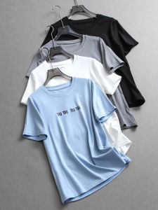Comfortable Soft round Neck Short Sleeve Womens T-shirt Casual Versatile Summer New Style Simple Letter Pattern round Neck T-shirt