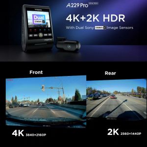 VIOFO A229 PRO 2CH FRONT 4K UHD REAR 2K QHD HDR DUAL DASH CAM WITH SONY STARVIS 2 SENSORS SUPER NIGHT VISION VOICE CONTROL Included CPL