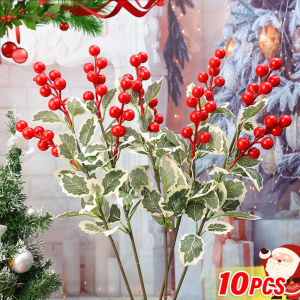 10ชิ้นยาว45ซม. ผลไม้เล็กๆสีแดงคริสต์มาสพวงหรีดไม้ประดับปลอมตกแต่งบ้านต้นคริสต์มาสเครื่องประดับแบบทำมือแจกันดอกไม้ตกแต่งเทศกาลดอกไม้ประดิษฐ์ตกแต่งวันหยุด