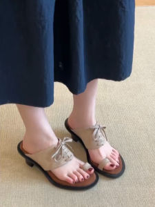 FANGXI | Vintage Lace-Up Toe-Through High-Heeled Sandals