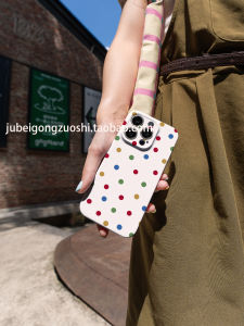 Korean Style Colorful Polka Dot Phone Case for iPhone 17 pro Max Apple New Model 16 pro Artistic 16 PM Full Cover Light Weight Womens Model