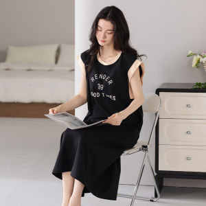 miiow | Pure Cotton Summer Sleepwear Womens Loose Casual Sleeveless Home Clothes Cat Person New 2025 Nightgown Can Be Worn Outside