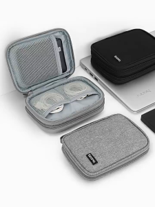 Electronic Organizer Bag Power Bank Pouch 2 layers Large Capacity Storage Bag for Mobile power Electronic Accessories USB Cable Charger Traveling Storage Bags