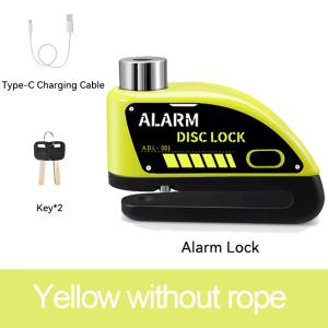 ROCKBYE Motorcycle Lock Anti-theft Padlock with Cable Lock USB Rechargeable Waterproof Bike Alarm 120db Anti-theft Bicycle Lock