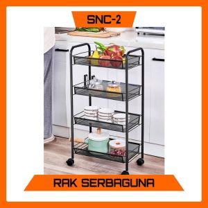 Rak Troli Serbaguna 4 Susun Bahan Besi Dengan Roda Rak Besi Rak Ciki