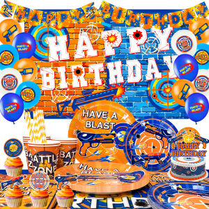 fruitful party | 108 Pcs Dart War Party Decorations&Tableware Set-Dart War Plates Cups Napkins Tablecloth Banner etc Dart Birthday Party Supplies