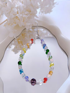 High Transparent Rainbow Crystal Mobile Phone Lanyard Candy Shape Keychain Suitable for Apple Huawei Comes with Pad DIY Brand