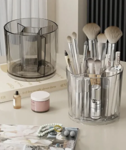 Large Capacity Makeup Brushes Lipstick Storage Box Transparent Rotatable