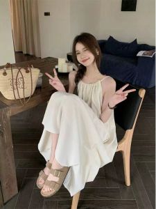 Elegant French Style First Love Tea Gap Skirt for Women Summer New Loose Fitting Slimming Silhouette Single Piece Dress