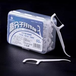 HK.1box High quality dental floss 50pcs/box Teeth Toothpicks Stick Dental Floss Flosser Picks Tooth Clean Oral Care No plasticizer/fluorescent agent dental floss