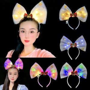 Internet Hot New Big Bow Luminous Headband Headdress for Taking Photos Concert Flash Stall Christmas Bowknot Hair Accessories