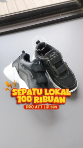 Sepatu Sneakers Sekolah Anak Laki Perempuan PRO ATT SD 1 2 3 4 5 6 Velcro Perekat Kets Snikers Sneker Sneaker Snackers Cewe Cowo Hitam Putih LIP 504 V