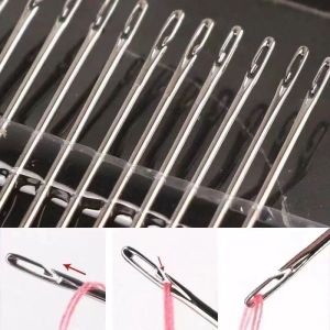 30 Chiếc Kim May Inox Có Ren Bên Mở Tay Bộ Kim May Có Hộp Bảo Quản Darning
