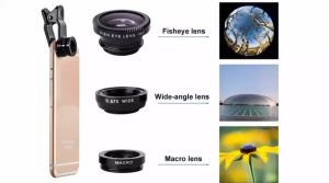 เลนส์กล้อง 3 in 1 Fish Eye + Wide Angle + Macro สำหรับการรับรองรองรับมือถือ เลนส์มูมกว้าง 180 องศา