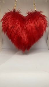 Tas Wanita Bulu Korea Lembut Motif Love Bahan Bulu Premium