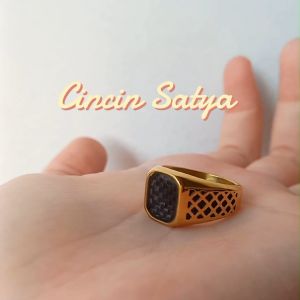 Cincin Pria Titanium Anti Luntur - Anti Karat Permata Black Onyx Hitam Keren Mewah Import Saty4 - Lovelybutik