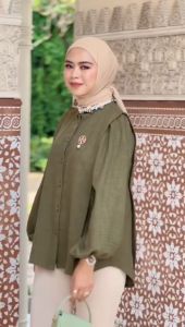 Nadya Shirt By MDLY: Baju Atasan Wanita Lengan Panjang Polos Elegan