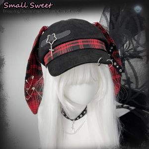 Women Punk Subcultural Fashion Steampunk Detachable Y2k Spicy Girl Rabbit Ears Baseball Cap Gothic Long Bunny Ear Beret Sun Hats