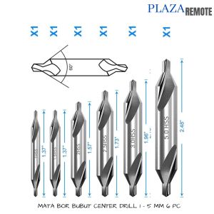 MATA BOR BUBUT HSS CENTER DRILL BIT 60 DERAJAT SET COUNTERSINK 1 - 5MM