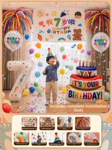 ETY | Birthday Party Decorative Hanging KT Board Balloon Rain Atmosphere Decoration