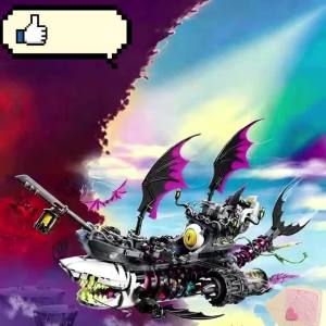 New/1389pcs Fantasy Shark Boat Pink Gray Assembled Collection Decoration Birthday Christmas Gift