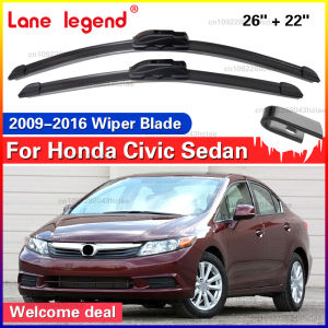 Car Wiper Blade Blades For Honda CIVIC Sedan 2009-2016 26+22 Windshield Windscreen Clean Naturl Rubber Car Wipers Accessories