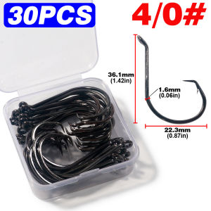 LAKBAT Boxed 7385 Inclined Circle Hooks Sharp Barbed Olecranon Strong Octopus Tackle for Soft Lure Salt&Freshwater Fishing