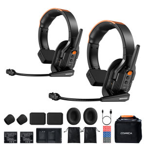 COMICA Seekcom S1 5-Person Professional Wireless Intercom Headset System Head-Mounted Integrated Call Full-Duplex 500 Meters for TV Film Shooting Stage Pertormance Racecourse Competition Events