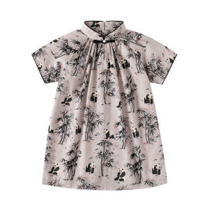 Zhiwei Baby Kids Sister-Brother Clothes New Chinese Tang Suit Boy Panda Suit Girls Cheongsam Dress Siblings Costume