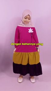 Gamis Anak Ivanka Bahan Knit Tempelan Bunga 810 LISFASHION