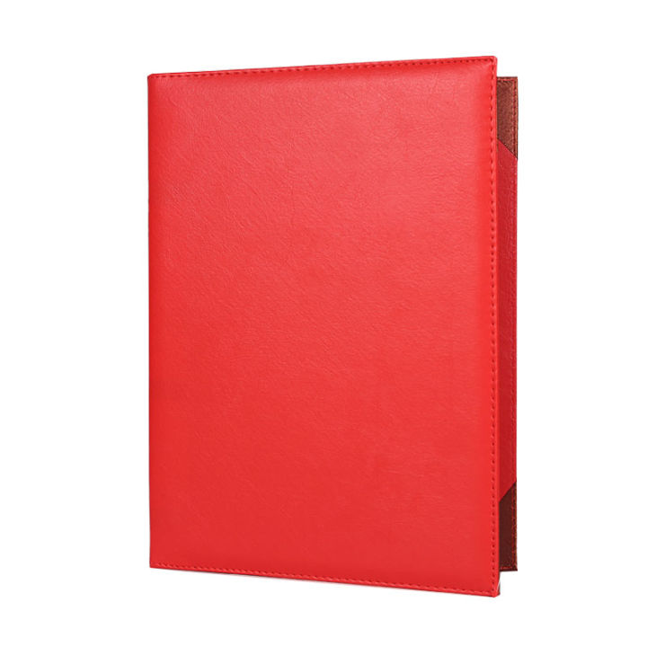 High-End Leather Business Contract Folder A3A4 Red Blank Leather Cover ...