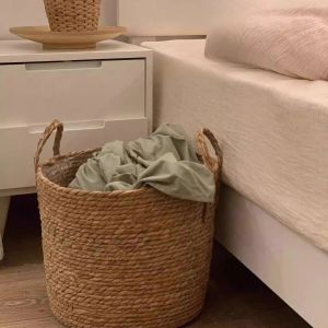 Dirty Clothes Basket Fancy Woven Basket Straw Woven Cover Basket Large Woven Basket Straw Woven Ins Plant Rattan Woven Storage Basket