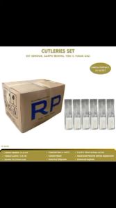 Set Makanan Praktis: Cutleries Set Sendok Makan Garpu Bening Tisu Tusuk Gigi (Isi 50 Pcs-RPSGGB)