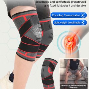 Strap Anti-Slip Sports Knee Pads Men Basketball Running Women Squatting Pressurized Fitness Knee Protectors Professional Cycling 绑带防下滑运动护膝