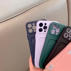 Ốp Điện Thoại iPhone Bằng Silicon Mềm Cao Cấp Có Khe Đựng Thẻ Mặt Lưng TPU Tương Thích Với Nhiều Mẫu Máy