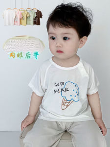Lightweight Modal Summer T-Shirt for Kids Short Sleeve Mesh Breathable Half Sleeve Baby Clothes Casual Cartoon Print Top for Boys And Girls