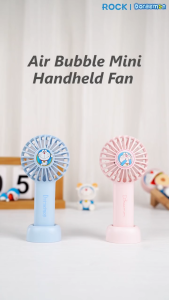 ORIGINAL ROCK Doraemon Air Bubble Mini Handheld Fan | 3 Grade Gale | Long Running Time | Quiet and Cool **Pink Colour**