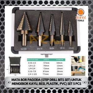 KEPALA MATA BOR HSS PAGODA KERUCUT MONAS PIRAMID PIRAMIT SUSUN BERTINGKAT TITANIUM MULTIPLE HOLE STEP DRILL SPIRAL CONE DRILL BIT SET 5PCS 5 PCS 1/4-1 3/8 3/16-7/8 1/4-3/4 1/8-1/2 3/16-1/2 UNTUK KAYU BESI ALUMINUM STAINLESS PLASTIK PVC AKRILIK ACRILIC