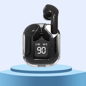 TWS T2 หูฟังไร้สายบลูทูธตัดเสียงรบกวนหูฟังสเตอริโอไฮไฟสเตอริโอพร้อมจอแสดงผลดิจิตอลเคสชาร์จแบบโปร่งใส