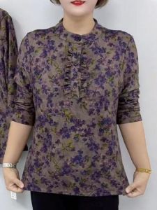 Áo Sơ Mi Dài Tay Rộng Rãi Thời Trang Mùa Thu Cho Phụ Nữ Trung Niên Có Nút Cổ Điển Áo Thun Thoải Mái Mặc Đi Làm