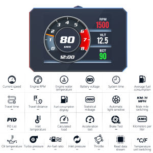 OBDII Smart Digital Meter P16 Head Up Dashboard Total Mileage Display Digital Speedometer Multiple HUD Volt Water Temperature