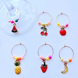 สร้อยแก้วไวน์ผลไม้สร้อยแก้วไวน์แดงเครื่องมือแยกแยะแก้วเครื่องหมายแก้วเครื่องมือจัดระเบียบแก้วไวน์สำหรับงานปาร์ตี้