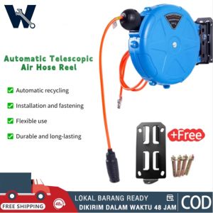 Wingent Branch Selang Kompresor Roll Otomatis Blackfoot Air Hose Reel Panjang 10 M Perbaikan Mobil Drum Udara Kecantikan Mobil