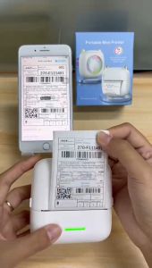 HOMIN เครื่องปริ้นพกพา เครื่องปริ้นสติกเกอร์ ไร้หมึก ไร้สาย ภาพถ่าย เครื่องพิมพ์บลูทูธ Mini Printer รุ่น 1 ธุรกิจ สำหรับ Android/IOS ให้มา มาม่า