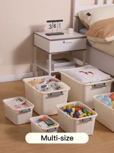 IMUTO Plastic Storage Box Baby Clothes Large Capacity Snacks Storage Organizer with Lid and Handle