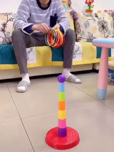 [COD] Kids Throw Circle Toy Mini Hoop Ring Toss Children Creative Educational Toys Ferrule Stacked Toys Circle Layers